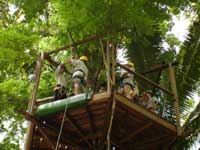 Group on one of the zip line canopy platforms