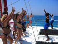 catamaran party after Margaritaville in Jamaica
