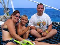 Happy Cruise Ship family in Jamaica on the catamaran